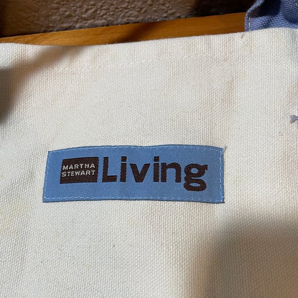 Vintage 1990’s MARTHA STEWART LIVING Blue and Cream Canvas Tote Bag - Picture 2 of 7